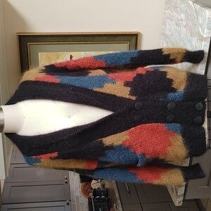 Mohair Color Block Cardigan One Size
